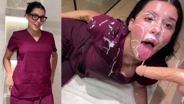 Hot Nurse Hanna Miller Shows Off Showering In Fake Cum